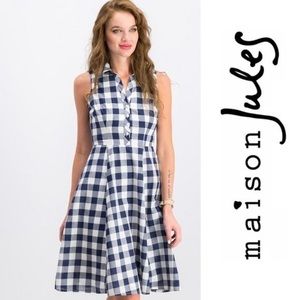 Maison Jules plaid fit and flare dress
